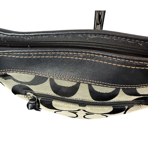 Coach Signature Sufflette C Canvas & Leather Hobo Shoulder Crossbody Bag - Picture 8 of 15